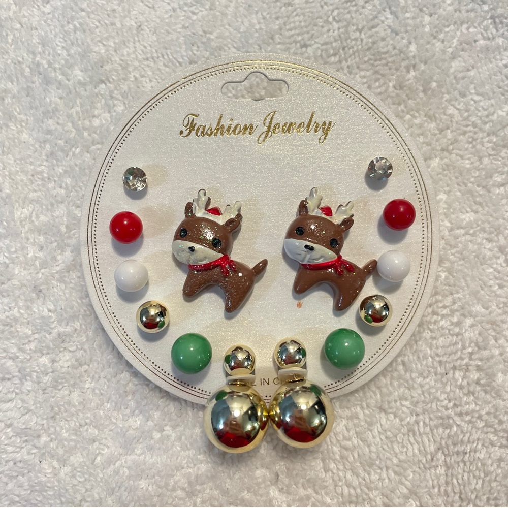 Christmas Cute reindeer stack earrings